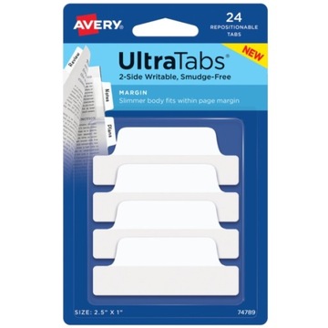 Zakładki indeksujące Avery 63,5x25,4 24 szt. białe