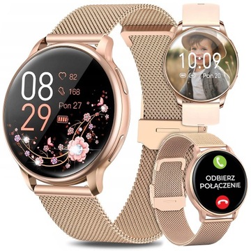 SMARTWATCH DAMSKI DLA KOBIET ROZMOWY POWIADOMIENIA SMS 2 PASKI SMART WATCH