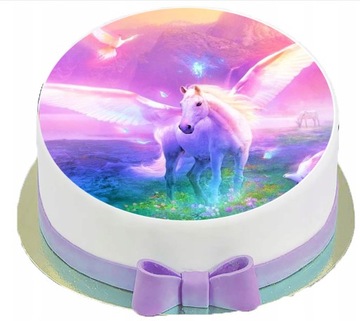 OPŁATEK NA TORT 6 Konie Koniki Koń Unicorn 20cm