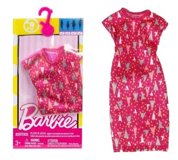 MATTEL UBRANKO DLA BARBIE SUKIENKA W WZORKI FASHIONISTAS MODNE SUKIENKI