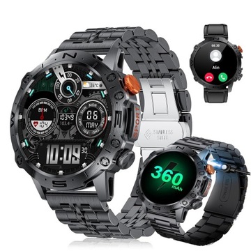 WODOODPORNY ZEGAREK MĘSKI WOJSKOWY MOCNY ODPORNY SMARTWATCH 1.43