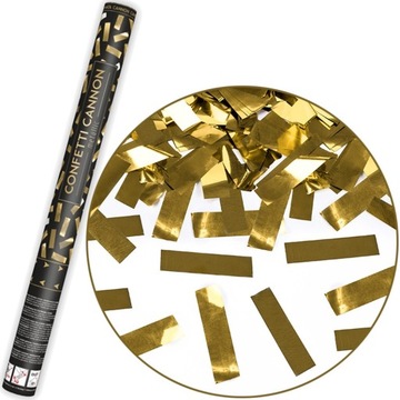 TUBA STRZELAJĄCA KONFETTI ZŁOTE METALICZNE WESELE URODZINY SYLWESTRA 60 CM