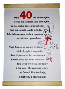 Dyplom z życzeniami na 40 Urodziny Dla Kobiety