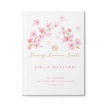 BIBLIA na Komunię RÓŻOWE MAGNOLIE