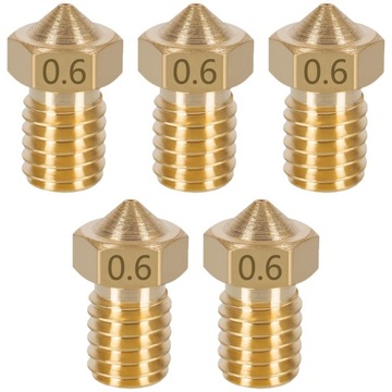 ZESTAW 5 x Dysza V6 0.6 mosiężna - 3D PRUSA 1.75mm