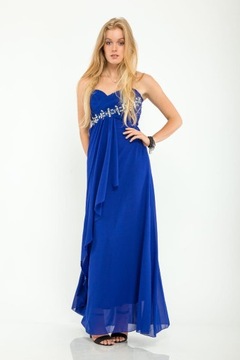Sukienka maxi elegancka na wesele niebieska S 36