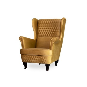 WELUROWY ZŁOTY FOTEL ALBION STYL RETRO NEW 110 CM