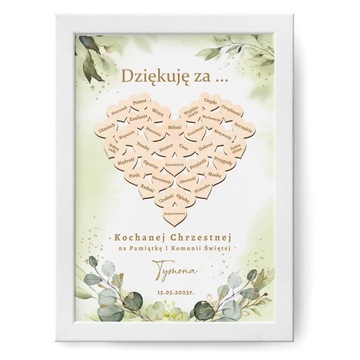 Podziękowanie Ramka Chrzestnych I Komunia Grawer