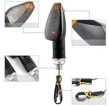 4 указателя поворота для мотоциклов, одобрение QUADA, 12 В, Дымчато-черный, 14 светодиодов.