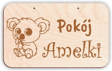 Drewniana TABLICZKA na drzwi pokoju z DOWOLNYM imieniem dziecka samolot