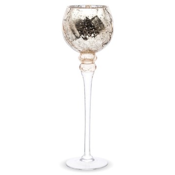 ŚWIECZNIK SZKLANY KIELICH 40cm ZŁOTY TEALIGHT