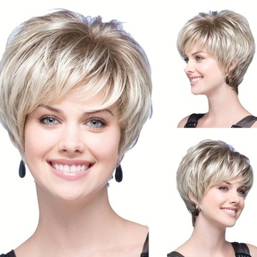 KRÓTKIE JASNE BLOND WŁOSY, KRÓTKA PROSTA PERUKA