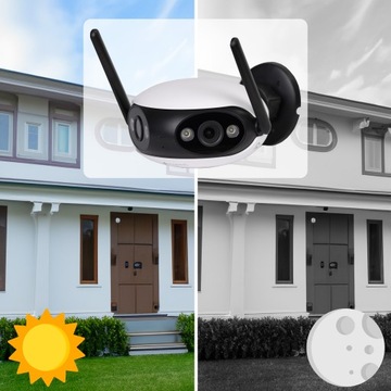 КАМЕРА 2В1 ШИРОКИЙ УГОЛ ОБЗОРА 180° НАРУЖНАЯ IP WIFI 2x 2MPX 4x ZOOM
