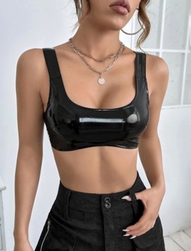 top lateksowy czarny L donna moda