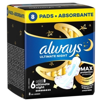 Набор Always Ultimate Night Wrappers, размер 6, 8 штук
