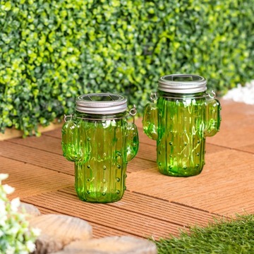 СОЛНЕЧНАЯ ЛАМПА САДОВАЯ БАНКА КАКТУС СТЕКЛО LED