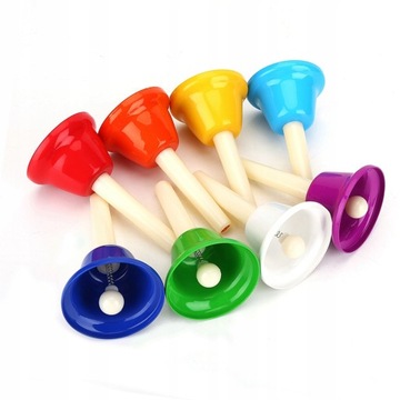 8-Uwaga Kolorowe Metalowe Ręczne Dzwonki Zestaw