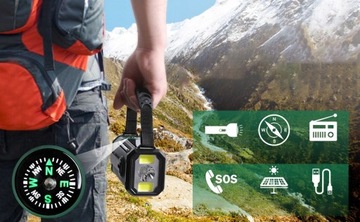 1 АВАРИЙНЫЙ FM-РАДИО СОЛНЕЧНЫЙ ФОНАРИК SOS 10000 мАч IPX5