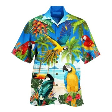 Men's Hawaiian Loose Short Sleeve Printed Beach Shirt, L