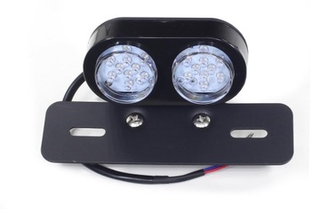LAMPA TYŁ LED MOTOCYKLOWA Z PODSTAWĄ POD TABLICĘ REJESTRACYJNĄ Z PODŚWIETL