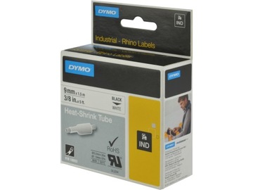 Dymo Rhino 18053, S0718280, 9 мм x 1,5 м, черная печать / белая подложка, лента