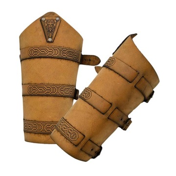 2 szt. Średniowieczne ochraniacze na ramiona Rycerskie rękawice regulowane Punk Żółto-brązowe