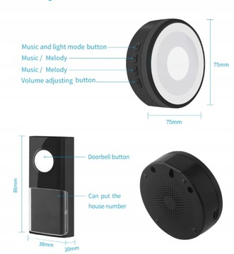 БЕСПРОВОДНОЙ ВОДОНЕПРОНИЦАЕМЫЙ СВЕТОДИОДНЫЙ ДВЕРНОЙ ЗВОНОК 200М