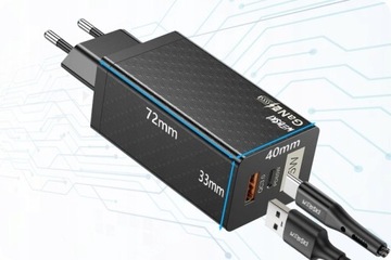 МОЩНОЕ ЗАРЯДНОЕ УСТРОЙСТВО USB/USB-C 65 Вт 20 В ДЛЯ iPhone iPad