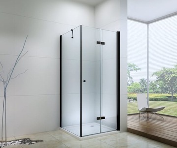 KABINA PRYSZNICOWA 80x80 składane CZARNE PROFILE