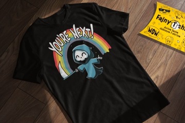 Koszulka T-shirt śmieszna z nadrukiem ducha z tęczą "You're next" L