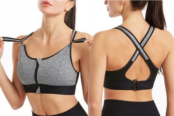 Biustonosz Stanik Z Suwakiem Fitness Top sport Bra