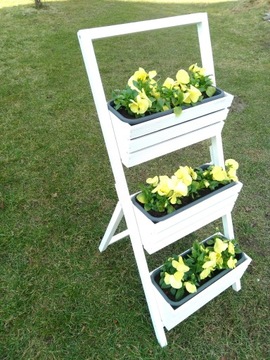 ДЕРЕВЯННАЯ ПОДСТАВКА ДЛЯ ЦВЕТОВ, ЛЕСТНИЦА, БЕЛАЯ