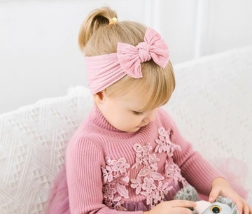 OPASKA NA GŁOWĘ DLA DZIEWCZYNKI 40-55 CM KOKARDA FIOLET NA LATO