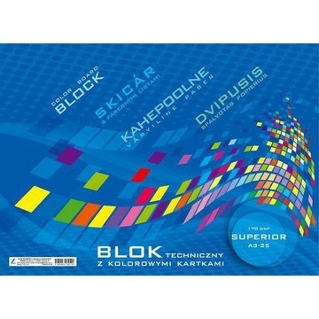 Blok techniczny A4 10k z kolorowymi kartkami KRESK