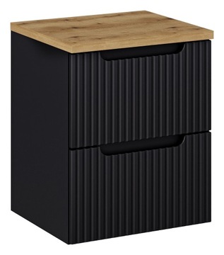 Szafka łazienkowa wisząca czarna z blatem łazienkowym 50 cm ,szuflady