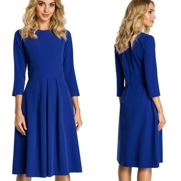 SUKIENKA ELEGANCKA WIECZOROWA KOBIECA DO BIURA NIEBIESKA 44 XXL