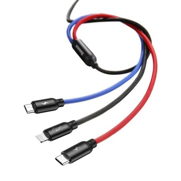 Кабель BASEUS 3 в 1 Micro-USB Lightning Type-C, 3,5 А