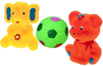 GUMOWE ZWIERZĄTKA + PIŁKA DO KĄPIELI HENCZ TOYS