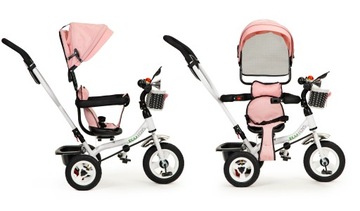 Трехколесный велосипед с поворотной крышей, прочными резиновыми колесами ECOTOYS.