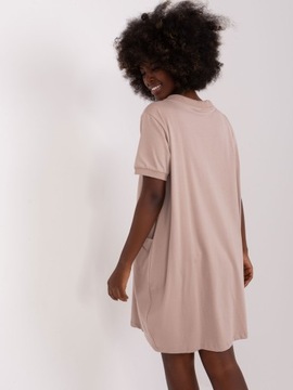 Jasnofioletowa DRESOWA sukienka basic z bawełny TUNIKA kr/rękaw 8723 S/M