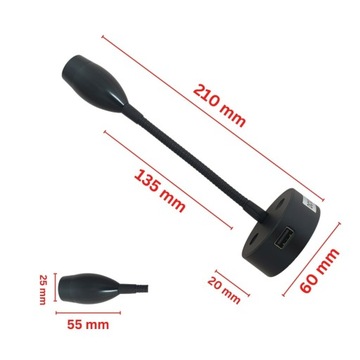 Светодиодный настенный светильник 12 В 24 В Крытый кемпер с прицепом на гибкой стойке, черный USB