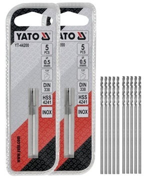 10szt. WIERTŁA DO METALU STALI INOX 0,5mm YT-44200