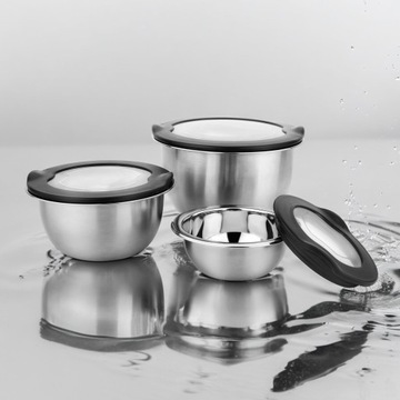 Набор из 3-х мисок с крышками, наборы емкостей, миски из нержавеющей стали, 3 шт.