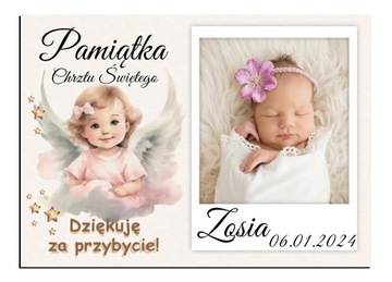 FOTO MAGNES Podziękowanie dla gości ze zdjęciem Chrzest Roczek 10x7cm O32