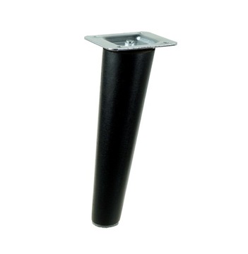 1x Noga do mebli, stolika drewniana, buk czarna skośna, zestaw 15 cm