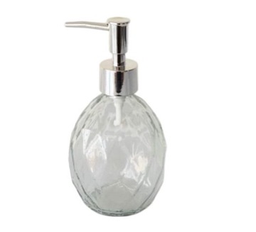 Dozownik na mydło szklany ze srebrnym dozownikiem 350 ml glamour