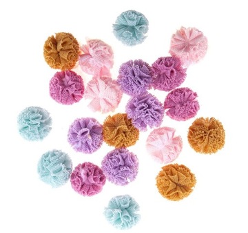 POMPONY TIULOWE 2 CM 20 SZT PASTELOWE dekoracyjne ozdobne scrapbooking DIY