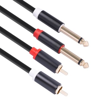 Podwójny 6.35mm TS Męski adapter do kabla RCA