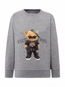 Bluza chłopięca szara z misiem, r. 128/134