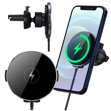 UCHWYT SAMOCHODOWY SZYBKA ładowarka indukcyjna do IPHONE MAG SAFE 15w